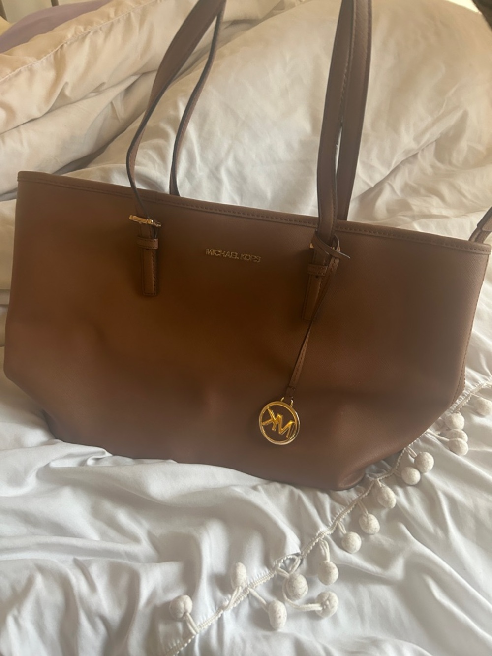 Michael Kors Brown Leather MK Charm Tote